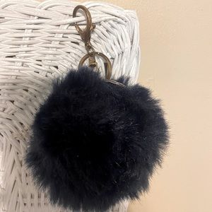 Black puff ball bag accessory